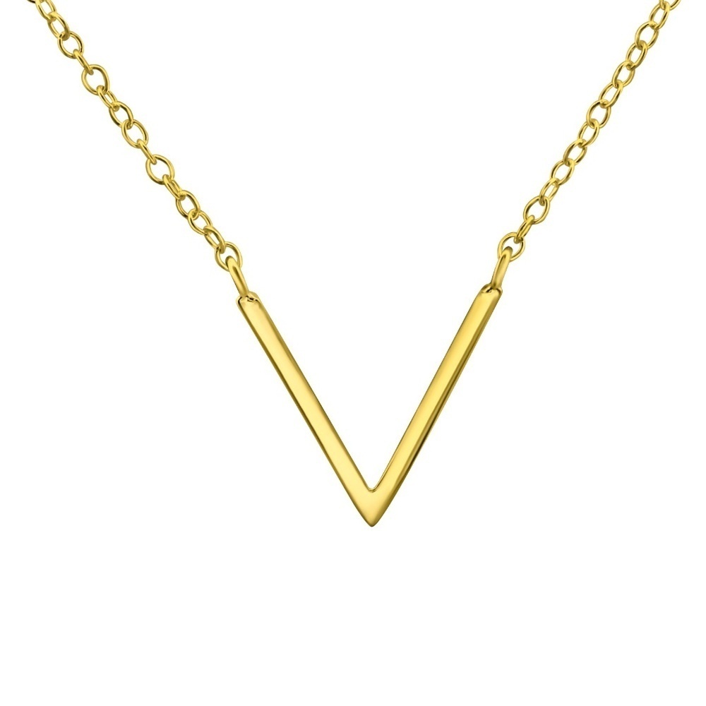 Gold Vermeil Chevron V-Bar Necklace – Minimalist Chic